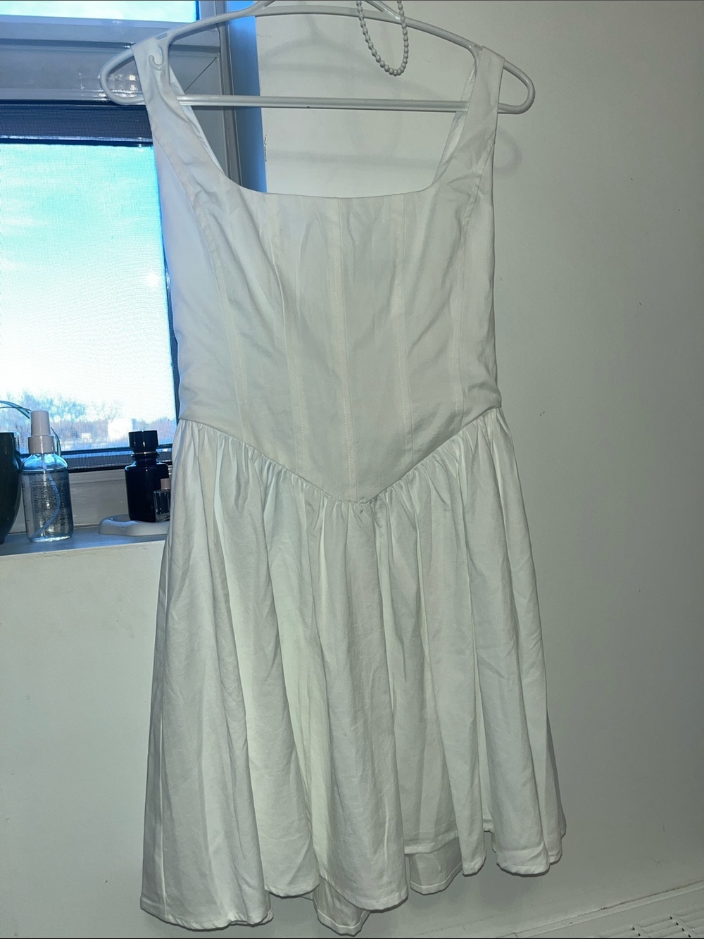 Women’s White Midi Dress - Classic Scoop Neck - Picture 3 of 4